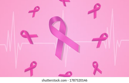 ribbon background illustrations for women's diseases, breast cancer concepts around the world, a day full of respect for women's diseases, graphic design