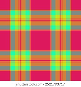 tecido de tartan de fundo de fita, textura vetor única xadrez. Padrão de verificação sem costura têxtil idílico na paleta de cores vermelho e laranja.