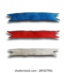 Ribbon, badge or batch for 4 July American Independence Day and other events, isolated on white color background. Vector illustration. Plasticine modeling.