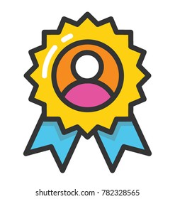 A ribbon badge for best employee flat icon