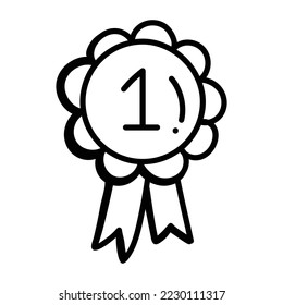 A ribbon badge doodle vector 
