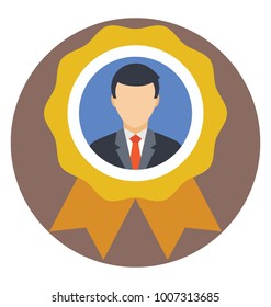 Ribbon Badge, Flat Vector Recognition, Employee Of The Month
