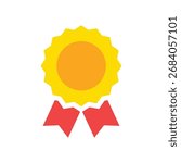 Ribbon badge icon representing awards, achievements, or recognition, used for certifying accomplishments, rewards, or honor in various applications