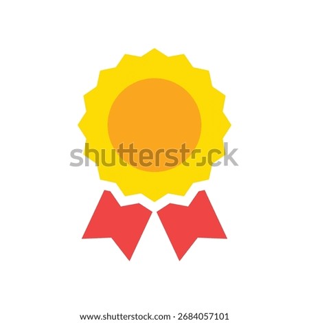 Ribbon badge icon representing awards, achievements, or recognition, used for certifying accomplishments, rewards, or honor in various applications