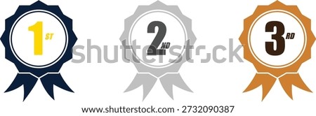 Ribbon Badges for 1st, 2nd, and 3rd Place Winners - Colorful Achievement Awards