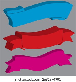 Ribbon banner 3D Color vector illustration