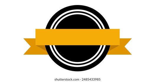 Ribbon Banner Art Frame Icon, Blank Geometric Award Badge Vector Illustration.	