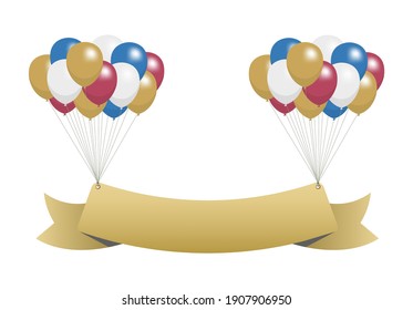 Banner de cinta de opciones e ilustración vectorial de globos