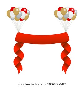 Ribbon banner and balloons vector illustration