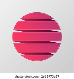Ribbon banner in circle shape.Paper decoration design for your text message. Vector illustration.
