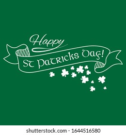Ribbon banner and clovers, vector St. Patric's Day, greeting