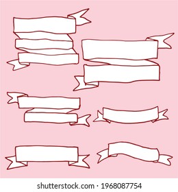 Ribbon Banner Collection - Captivating vector set featuring various ribbon illustrations on a pink backdrop. Perfect for adding a touch of elegance and festive flair to your creative projects