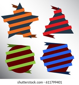 Ribbon banner collection- Star, triangle, circle,hexagon