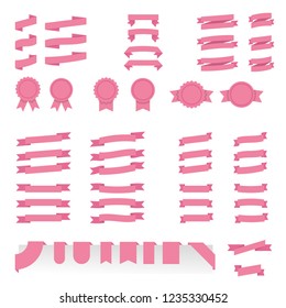 Ribbon banner collection, vector ribbons, flat design isolated elements.