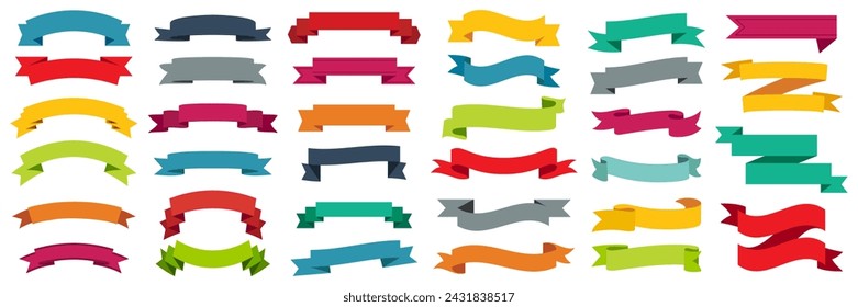 Ribbon banner design material. Ribbons collection. Vector illustration	
