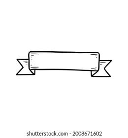 Ribbon banner element. Doodle sketch scribble style. Hand drawn ribbon vector illustration.