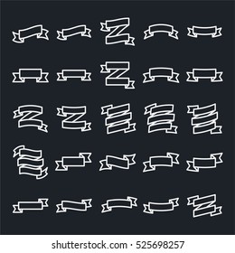 Ribbon Banner Flag Minimalistic Flat Line Outline Stroke Icon Pictogram Symbol