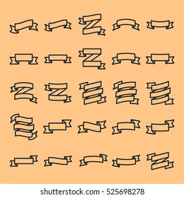 Ribbon Banner Flag Minimalistic Flat Line Outline Stroke Icon Pictogram Symbol