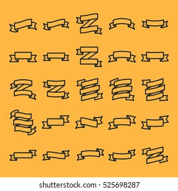Ribbon Banner Flag Minimalistic Flat Line Outline Stroke Icon Pictogram Symbol