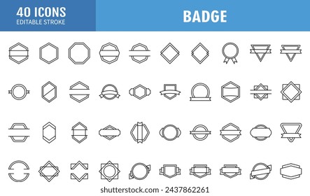 Ribbon and Banner Geometric Shape Set. Line Asset Pack