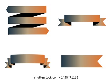 Ribbon banner gradient cutting vector icon set. Isolated flat illustration design collection on white background. Symbol template for web, app, flyer, label