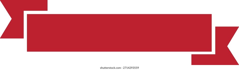 Farbband-Banner-Symbol im roten flachen Stil. Dekorative Etikettenstreifen Silhouette, Award-Tag-Zeichen, Vintage Vektorgrafik für Projektdesign Branding und Präsentation einzeln auf transparentem Hintergrund.