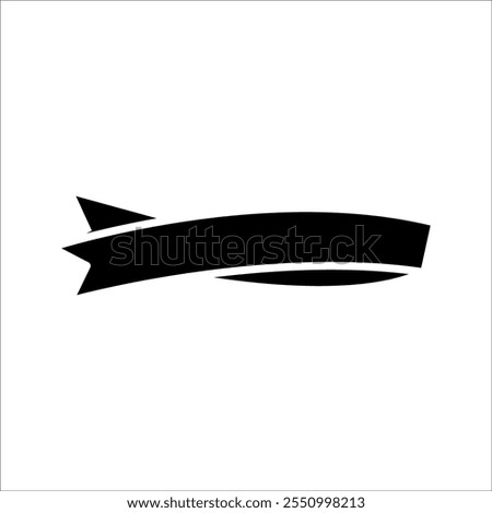  ribbon banner icon with a smooth wave design and pointed ends. Ideal for creating titles, badges, or promotional graphics.
