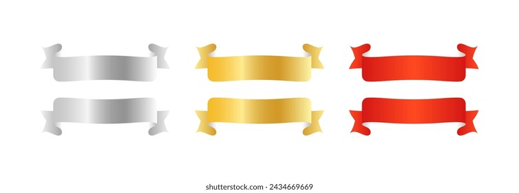 Ribbon banner icons. Tape mockup set. Flat style. Vector icons