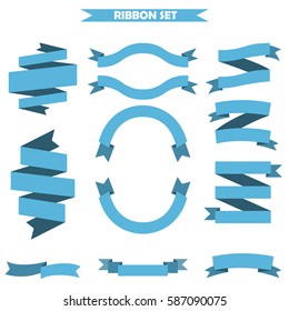 Ribbon banner isolated shapes illustration of gift and accessory. Ribbon vector icon set on white background. Label, badge borders collection.