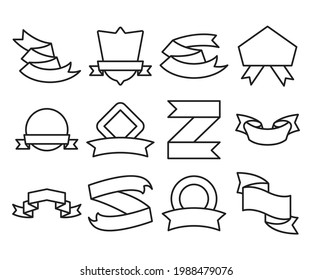 ribbon banner label and award badge symbol vector illustration