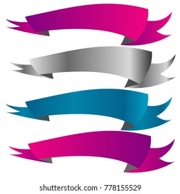 ribbon banner label badge icon set isolated background