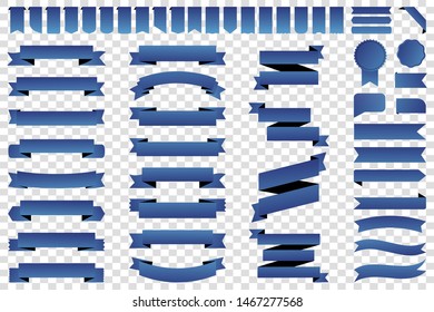 Ribbon banner label blue vector icon isolated design sale set on white background. Ribbon cutting vector icon vintage collection. Ribbon bow design symbol template for stand, app, web, stand, tag