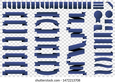 Ribbon banner label blue vector icon isolated design sale set on white background. Ribbon cutting vector icon vintage collection. Ribbon bow design symbol template for stand, app, web, stand, tag