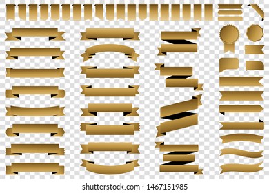 Ribbon banner label gold vector icon isolated design sale set on white background. Ribbon cutting vector icon vintage collection. Ribbon bow design symbol template for stand, app, web, stand, tag