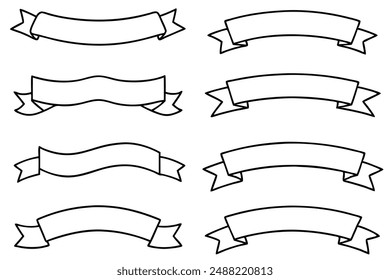 Ribbon Banner Line Art Hand Drawn Artwork