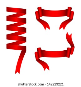 Ribbon banner red set of three