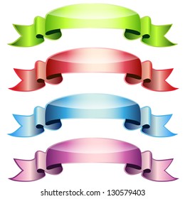 Ribbon banner scroll set vector