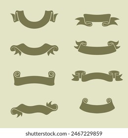 ribbon banner set. ribbon in antique style, vector illustration.