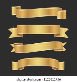 Ribbon banner set. Golden ribbons.Vector illustration.