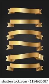 Ribbon banner set. Golden ribbons.Vector illustration.