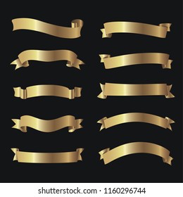 Ribbon banner set. Golden ribbons.Vector illustration.