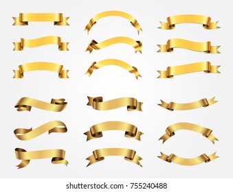 Ribbon banner set. Golden ribbons.Vector illustration.