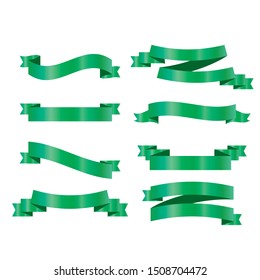 Ribbon banner set green ribbons vector illustration set of ribbons