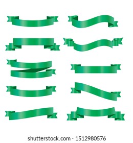 Ribbon banner set green ribbons vector illustration set of ribbons