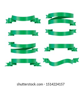 Ribbon banner set green ribbons vector illustration set of ribbons