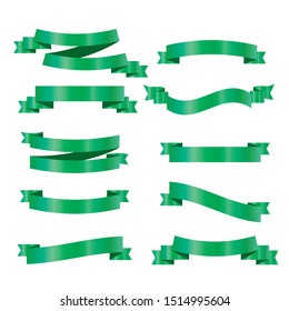 Ribbon banner set green ribbons vector illustration 