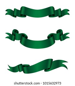 Ribbon banner set. Green ribbons.Vector illustration.