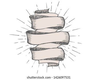 Ribbon banner set Hand Drawn. Vector illustration.