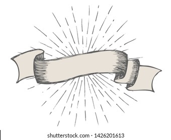 Ribbon banner set Hand Drawn. Vector illustration.