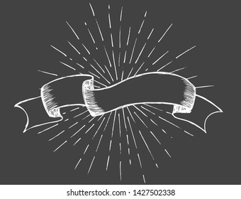 Ribbon banner set Hand Drawn. Vector illustration.